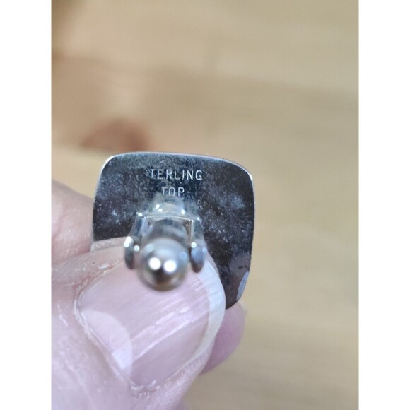 Vtg 925 Sterling Silver Top N.S. Meyer, NY Matte Finish Square Cufflinks - Picture 5 of 12